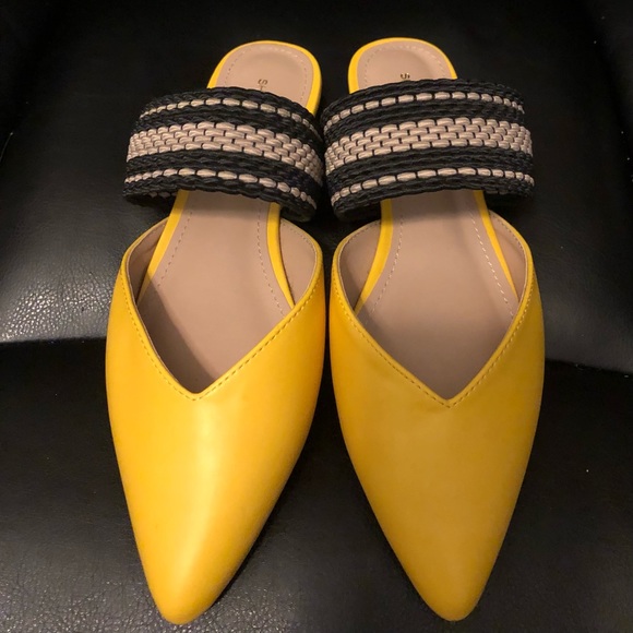 Shoes - Yellow mule slip on shoes